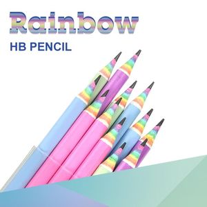 Bleistifte 12pcs/Box Paper Regenbogen HB Stifte schreiben Schreibwaren für Schul- und Bürovorräte Dropshipping