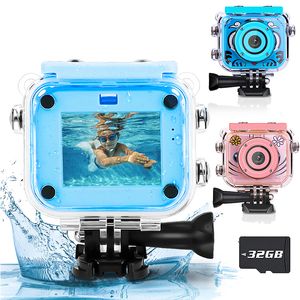 Toy Cameras Kids Camera Waterproof 20 Inch LCD Screen Action Cam 1080P HD Children Digital Po Video Recorder Underwater 230626