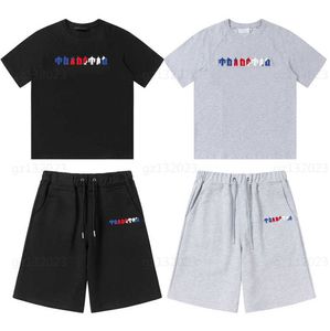 トラップスタートラックスーツスーツサマーデザイナーTシャツセットファッションレター印刷カジュアルスポーツウェアTシャツショート2ピースセットサマーメンズ0607