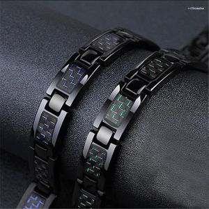 Link Bracciali Mens Health Energy 3 IN 1 Bracciale Bracciale in fibra di carbonio blu Magnete per terapia di potenza in acciaio inossidabile magnetico attorcigliato