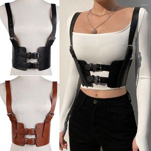 Cinture Shaper Bellyband Gothic Harness Belt Cage Vest Body Strap Leather Punk Corset Vita da donna Underbust PU