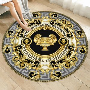 Carpet Gold Round Carpets Living Bedroom Area Rug Room Bedside Chair Mat European Style Home Decoration Carpet Tatami Mat Alfombras 230627