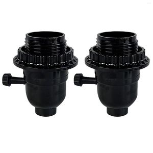 Suportes de lâmpada 1pc/2pcs Suporte E26 Conserto Sombra Anel Luminária Soquete de Luz Preto Vintage Rosqueado Peças de Reposição Com Interruptor Base Média