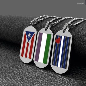 Anhänger Halsketten Puerto Rico Nationalflagge Edelstahl Militär Plattenhalsband Hundemarke PR Ricaner Dominica Schmuck