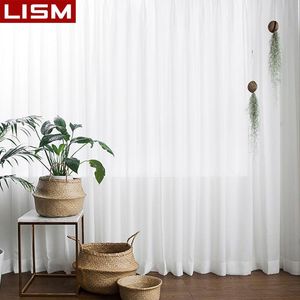 Cortinas lismo 30% sombreamento sólido branco transparente para sala de estar decoração janela para cozinha moderna tule voile organza