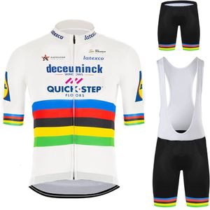 Cykeltröja sätter världsmästare Cycling Jersey Set Quick Step Cycling Clothing Road Bike Shirt Suit Bicycle Bib Shorts Mtb Maillot Culotte 230626