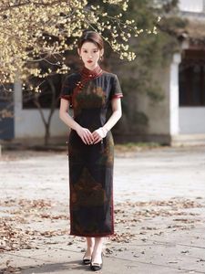 Ubranie etniczne Tradycyjne chińskie chińskie qipao kobiety dziewczyny impreza sukienka ślubna moda moda vintage retro kwiatowy nadruk satynowy cheongsam