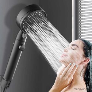 Badrum duschhuvuden 5-växlad högtryck duschhuvud en-nyckelstopp vattenbesparande handhållen duschhuvud med slang badrumstillbehör R230627