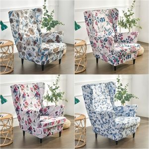 Stollekläder Pastoral Wing Chair Cover Stretch Spandex fåtölj Cover Colorful Relax Soffa Covers med Seat Cushion Covers Footstol Slipcover 230627