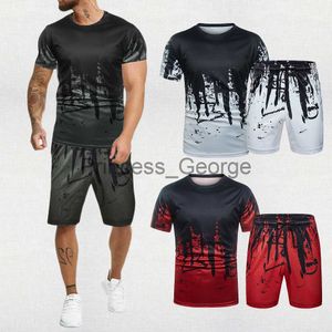 Agasalhos masculinos de verão, homens e mulheres, respingos de tinta na praia, calças curtas, agasalhos, camisetas, shorts, 2 peças, ternos, moda casual, conjunto de roupas ao ar livre x0627