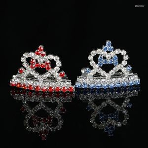 Hårklipp 6st x (varje stenfärgväg 3st) Rhinestone Heart Bone Mini Crown Tiara Pets eller Girls Gift Barrette Jewelry
