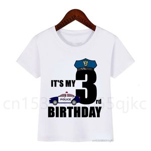 Policeman 1-10 Numero Stampa maglietta per bambini T-shirt Birthday Boy Girl Girl Tshirt Outfit 230626