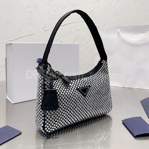 Дизайнерская сумка подмышевка плеча Diamante Shimmer Cross Cross Bedgs Shopping Женщины сумочки Crescent Vintage Bag