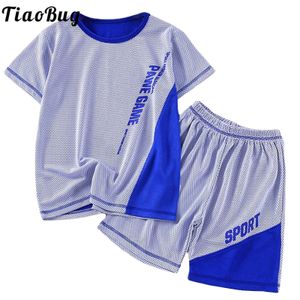 Kläder sätter 2st barn pojkar snabbt torr sportdräkt kort hylsa t-shirt med shorts set basket fotboll uniform sportkläder träning 230626