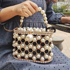 Akşam Çantaları Moda İnci Tasarım Çanta Kadın Flap Kutusu Mini Tote Bayan Lüks Metal Çerçeve Omuz