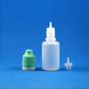 100 set / lotto 20ml Bottiglie contagocce in plastica Tamper Evident Child Double Proof Caps Punte lunghe e sottili e Vapor Cig Liquid 20 mL Deqga