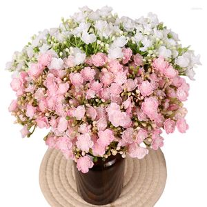 Flores decorativas 42 flores artificiais de seda plástico branco rosa buquê falso para mesa de casamento, festa de escritório, loja, vaso, decoração de casa