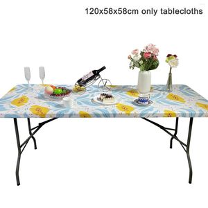 Table Cloth Decoration Dinning Elastic Edge Waterproof Spillproof Dirt Resistant Picnic Camping Rectangle Tablecloth Outdoor Wrinkle Free