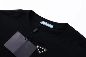 Herr t-shirt designer kort ärm t-skjorta lös bomull svart vit triangel tees överdimensionerade s-3xlmm01