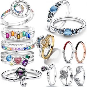 925 Sterling Silver New Fashion Women's Ring dstackable Infinite Heart Chrysanthemum Women's Original 925 Ring lämplig för original Pandora, en speciell present till kvinnor