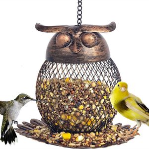 Garden Decorations Metal Owl Hummingbird Feeders For Outdoors Hanging Iron Wild Bird Feeder Parrot Parakeets Tillbehör Backyard Decor Gift 230626