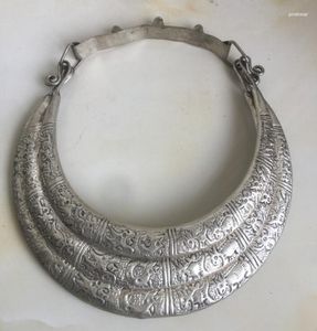 Choker grossist excelente collar de plata 3row tibet silver miao halsband 12 stjärndjur