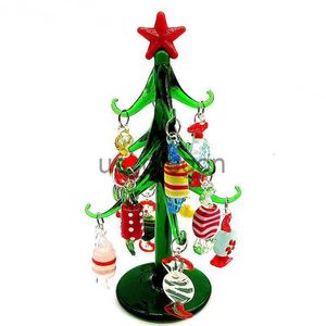 Decorative Objects Figurines Custom Handmade Murano Glass Christmas Tree Figurines Ornaments With 12pcs Colorful Candy Pendant Home Desktop Decor Accessories