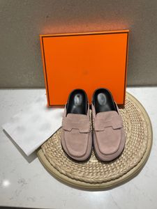 Skor platta sandaler Burken Designer Suede Tjock Bottom Casual Tisters med ruta 5