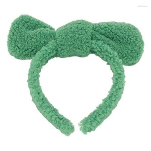 Hair Clips Spa Headband Soft Microfiber Green Cute Bowtie Design Face Washing For Women And Girls Lady