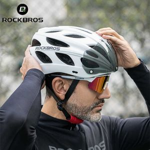 Fahrradhelme ROCKBROS 58-65 cm Fahrradhelm Männer Frauen Goggs Fahrradhelm Sicherheit Kopfbedeckung Visier ns Ultraleichte MTB Rennradhelme HKD230626