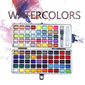 Suprimentos profissional 50/72/90 cores conjunto de aquarela sólida básica néon glitter tinta aquarela para desenho arte suprimentos de pintura