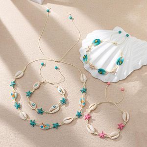 Pulseiras de link 1 peça concha oceano joias trançadas branco azul estrela peixe cruz pulseira verãovmoda para presentes femininos 6 cm de diâmetro.