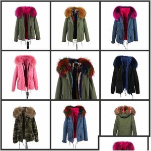 Casaco de gola real de luxo de alta qualidade com capuz, jaqueta de inverno quente, forro de pele, parca, top longo, decote Dhlni, pele feminina.
