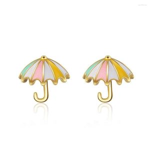 Stud Earrings Fashion Cute Simple 925 Sterling Silver Mixed Color Epoxy Umberlla Shape For Women Christmas Gift Wholesale Jewelry