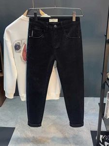 Mäns jeans designer Pure Black Cotton Fall 2022 Ny Slim Fit Feet Elastic high end europeiska små raka byxor spoh nbhr