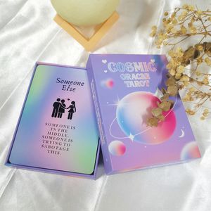 Outdoor Games Activities 12*8.6cm Dnd Cosmic Tarot High Quality Beautiful Cards English Deck Prophet in Box Friends Affirmation 230626