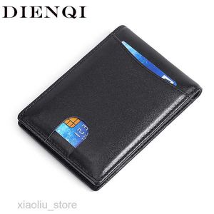 Money Clips DIENQI Rfid Genuine Leather Men Wallet Money Bag Slim Thin Card Man Wallet Luxury Male Small Short Purse Bi-fold Vallet BillfoldHKD230627