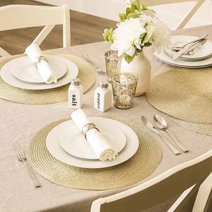 Mats Pads 15inch 38CM Cerchio Tavolo da pranzo Tovagliette rotonde intrecciate Set Lavabile Sottobicchiere da cucina beige Decorazioni natalizie 230627