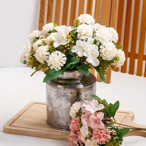 Decorative Flowers 30cm White Hydrangea Artificial Silk Bridal Hand Bouquet Fake For Wedding Home Decoration Flores