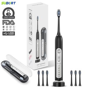 Toothbrush SUBORT Sonic Electric Toothbrushes Adult Smart Timer Brush 5 Mode Rechargeable Whitening IPX7 Waterproof 6 Head 230627