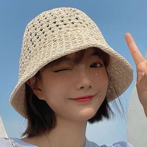 Kvinnor ny bästsäljande solhatt sommar 2023 mode ihåliga damer fiskare hattar tunna andningsbara all-match fällbar hink mössa