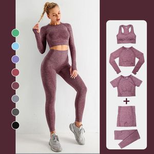 Yoga outfit 2 bit set kvinnor träningskläder gym yoga set fitness sportkläder skörd topp sport bh sömlös leggings aktiv slitage dräkt 230626