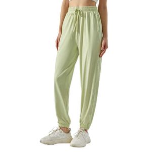 lululy Pantaloni per la protezione solare lu-59 Leggings sottili ad asciugatura rapida Pantaloni sportivi con gambe larghe cadenti Pantaloni per la protezione solare in filato originale a vita alta larghi e traspiranti