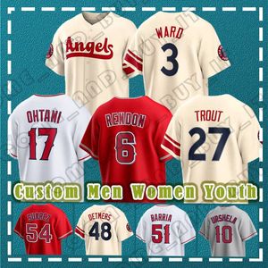 27 Mike Trout Beyzbol Forması Shohei Ohtani Andrew Velazquez Gio Urshela Anthony Rendon Reid Detmers Matt Thaiss Jose Suarez Taylor Ward Hunter Los Angeles Loup