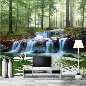 Wallpapers 3D 5D 8D Mural Large Size Po Wall Paper Forest Creek Waterfall Woods Landscape Living Room TV Backdrop Wallpaper Custom