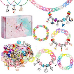 Kit braccialetto di perline fai-da-te in lega colorata per donna, gioielli per bambini, accessori per la creazione di gioielli con ciondoli fatti a mano, collana regalo di Natale