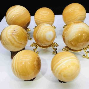 Oggetti decorativi Figurine 5A 100 Giada di cristallo naturale Quarzo di cera gialla Pietra islandese Sfera di cristallo curativa Decorazione domestica Regalo Feng Shui Reiki 1 pz