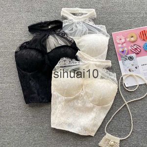 BRA CAMIトップタンクトップに組み込まれた女性のTシャツレースタンク女性クロップトップ韓国ファッションハルトフェムクロップドフェミニノドロップシッピングJ230627