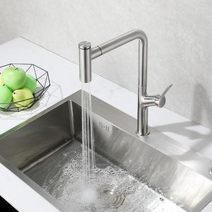 Kitchen Faucets Brushed Nickel Rotate Neck Sink Faucet Single Lever Swive Spout Bathroom Mixer Tap One Hole Stainless Steel