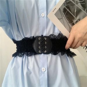 Belts Korean Elastic Lace Wide Belt Corset Lady Girl Solid Color PU Leather Skinny Waist Dress Coat Decorative Waistband Straps